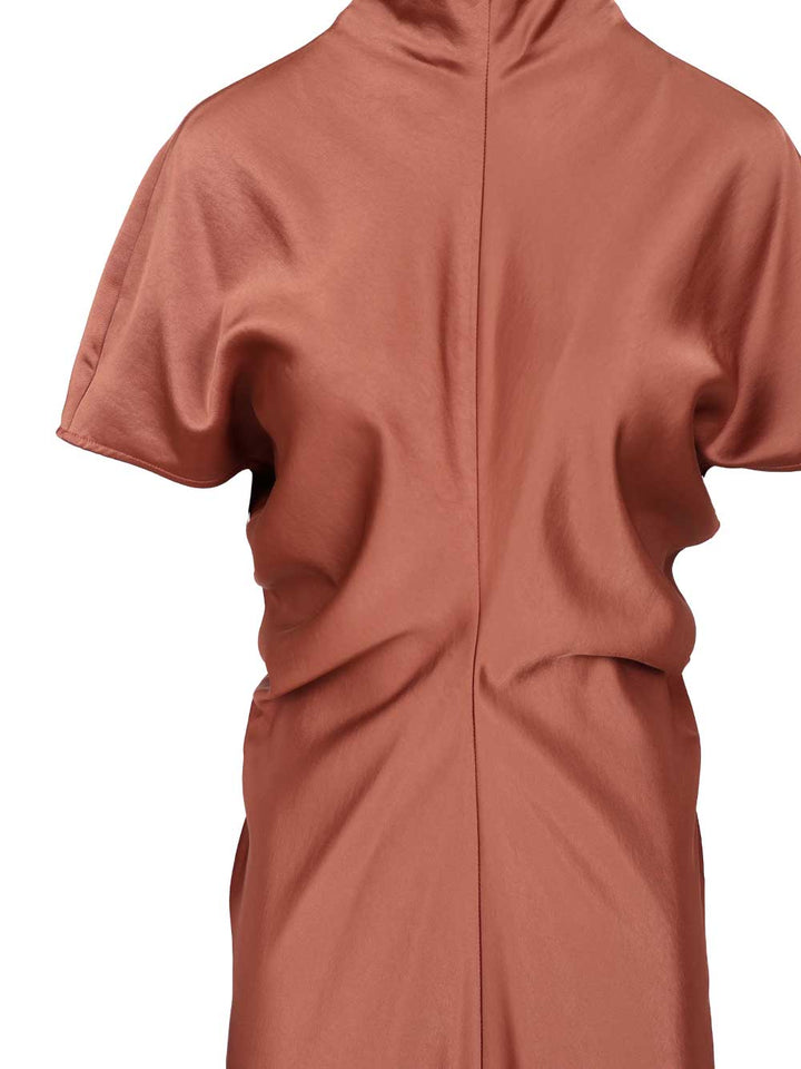 Federica Tosi Long Dress In Viscose Satin Abiti - Marrone | ac5b415ab43fae03f226f6bb1dee2c3f6021201d