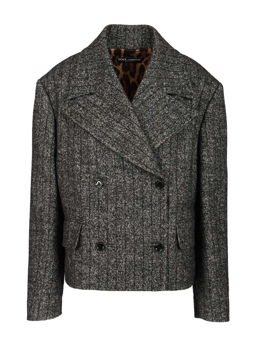 Dolce & Gabbana Short Oversized Striped Wool Jacket Giacche - Grey | d9e261149227099664e82d0a4041340195b29da6