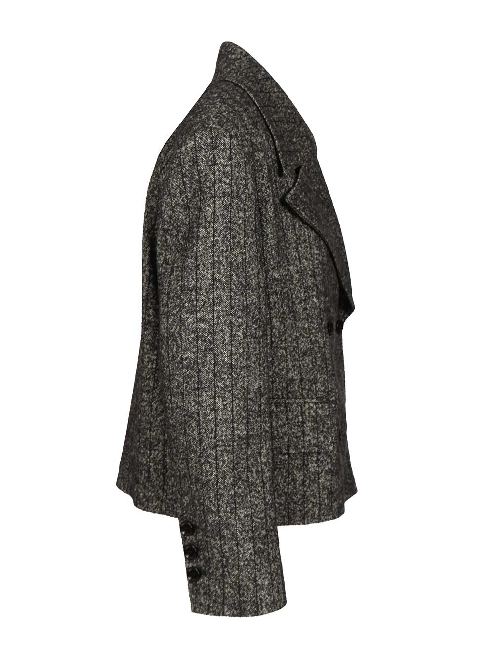 Dolce & Gabbana Short Oversized Striped Wool Jacket Giacche - Grey | fa12286fa1789961d543e6d01aa20e3eb3fc0e60