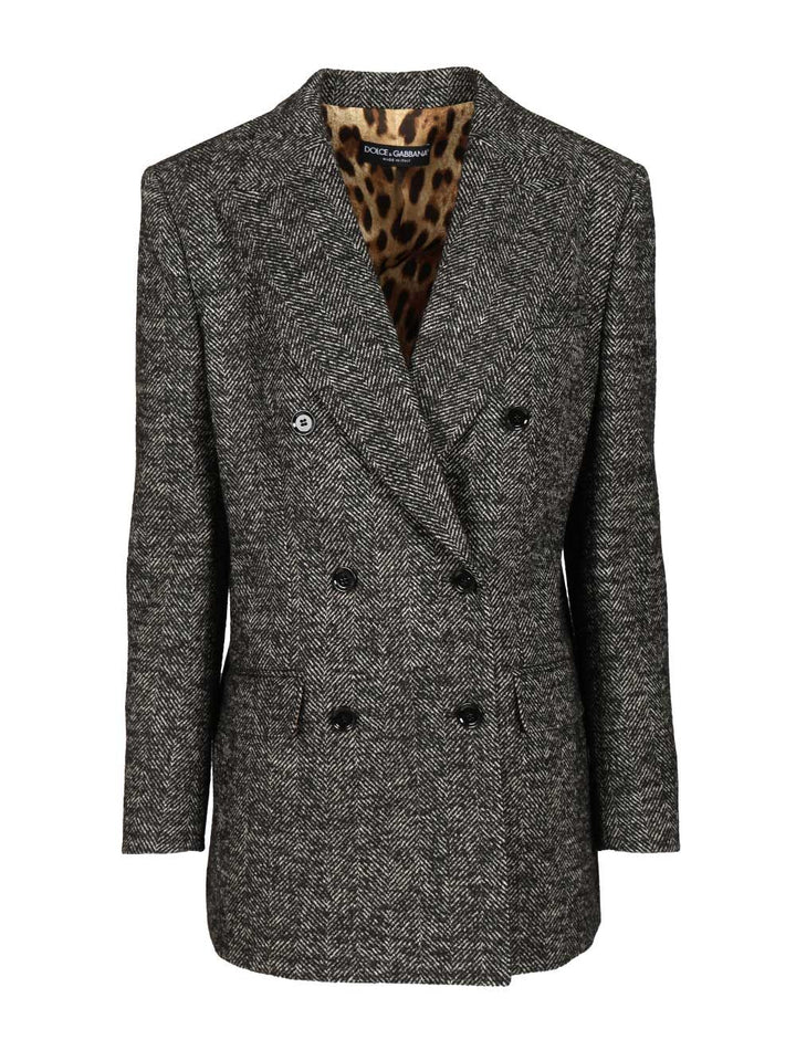 Dolce & Gabbana Double-Breasted Chevron Jacket Giacche - Grey | 079c7ca71f1305f4ddc21a4efc15e0c40eb74a2a