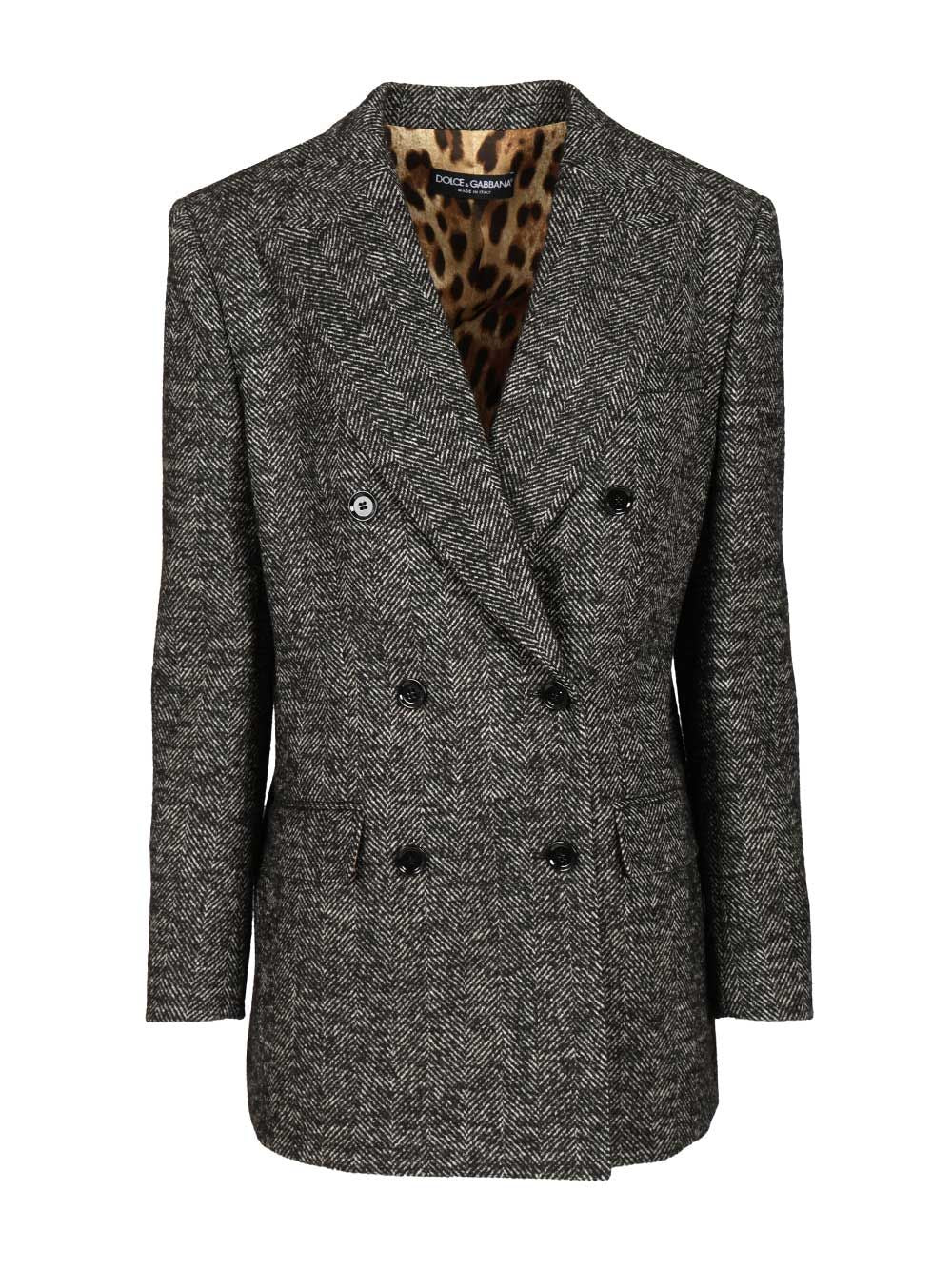 Dolce & Gabbana Double-Breasted Chevron Jacket Giacche - Grey | 079c7ca71f1305f4ddc21a4efc15e0c40eb74a2a