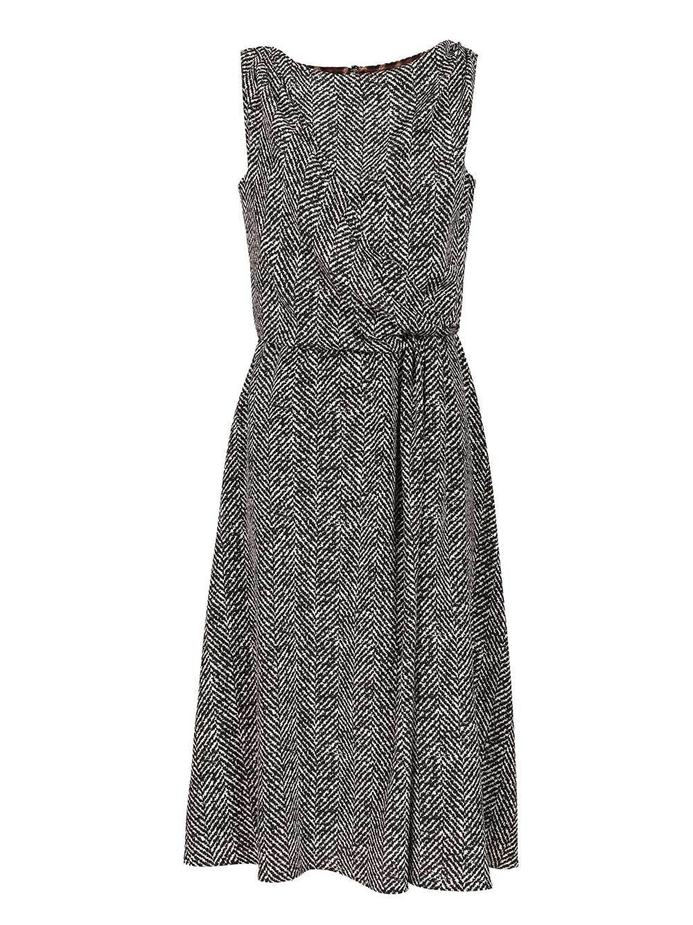 Dolce & Gabbana Heavy Crepe Dress With Chevron Print Abiti - Grey | 34219c8158be735c431cab10aae1200bf6e7f135