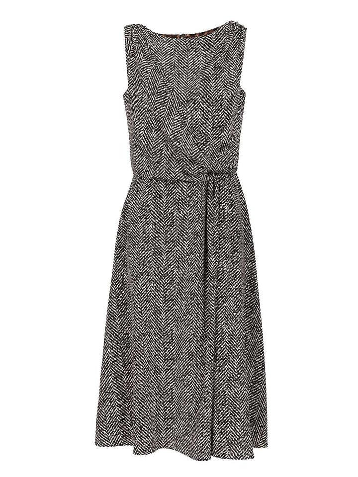 Dolce & Gabbana Heavy Crepe Dress With Chevron Print Abiti - Grey | 34219c8158be735c431cab10aae1200bf6e7f135