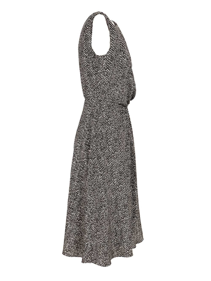 Dolce & Gabbana Heavy Crepe Dress With Chevron Print Abiti - Grey | 7012d24453e1a4a0b5c29658892e34ff26a99b01