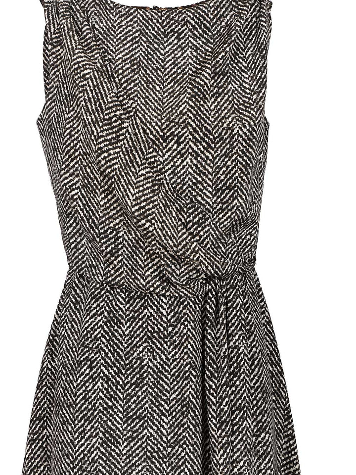 Dolce & Gabbana Heavy Crepe Dress With Chevron Print Abiti - Grey | 0fad6a19e368119a695099daff2ff8182fea80c2