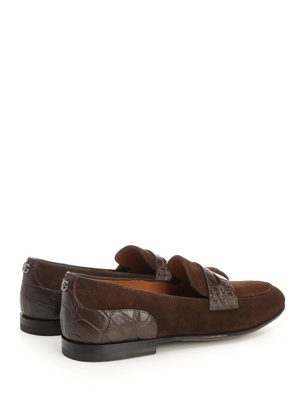 Dolce & Gabbana Suede Moccasin With Crocodile Details Scarpe basse - Marrone | d0da1e6093b4eb04eed7c36464f27f53d3e4c02e