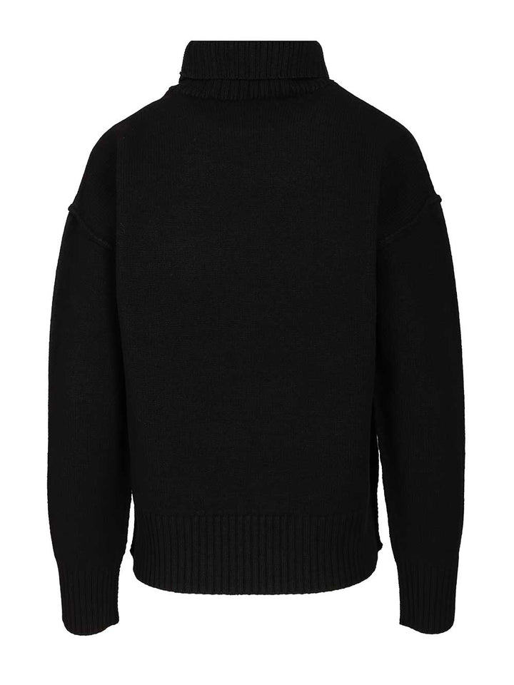 Ami Ami De Coeur Turtleneck Sweater Knitwear - Nero | cdfbe103c3b6962150a3c1b702f19e1cd81d0447