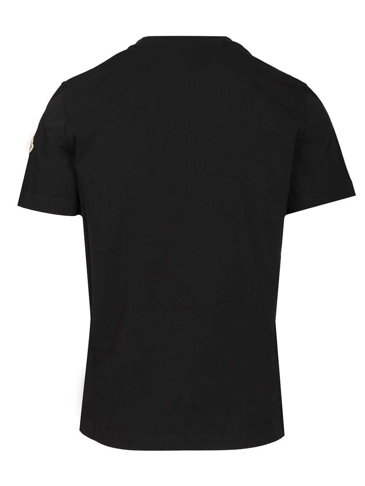 Moncler With Embroidered Tricolour Logo T-Shirt - Blu | 7d2d5972b42a8a7760e34efa2e794d61641f9215
