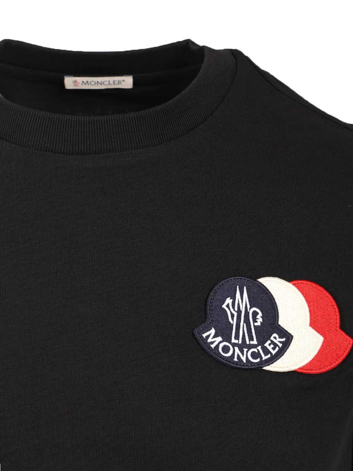 Moncler With Embroidered Tricolour Logo T-Shirt - Blu | d07153eb162c5c4af3dc05f2b2417d92b8985fb3