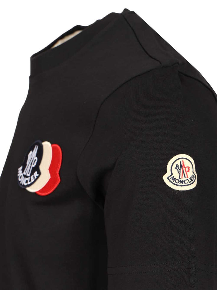 Moncler With Embroidered Tricolour Logo T-Shirt - Blu | d1a35d082b73c7554b08086e23c0f003996d7679