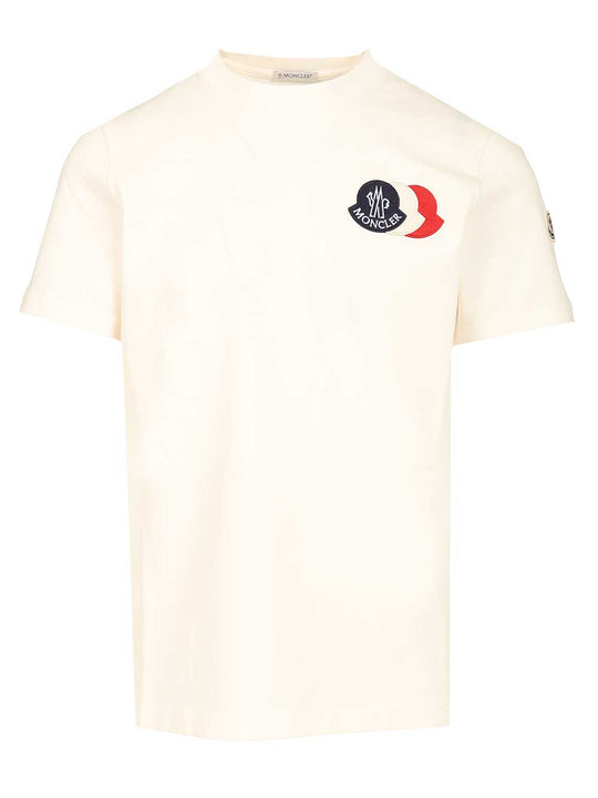 With Embroidered Tricolour Logo T-Shirt Bianco