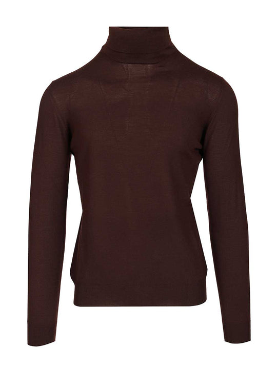 Wool Turtleneck Knitwear Marrone