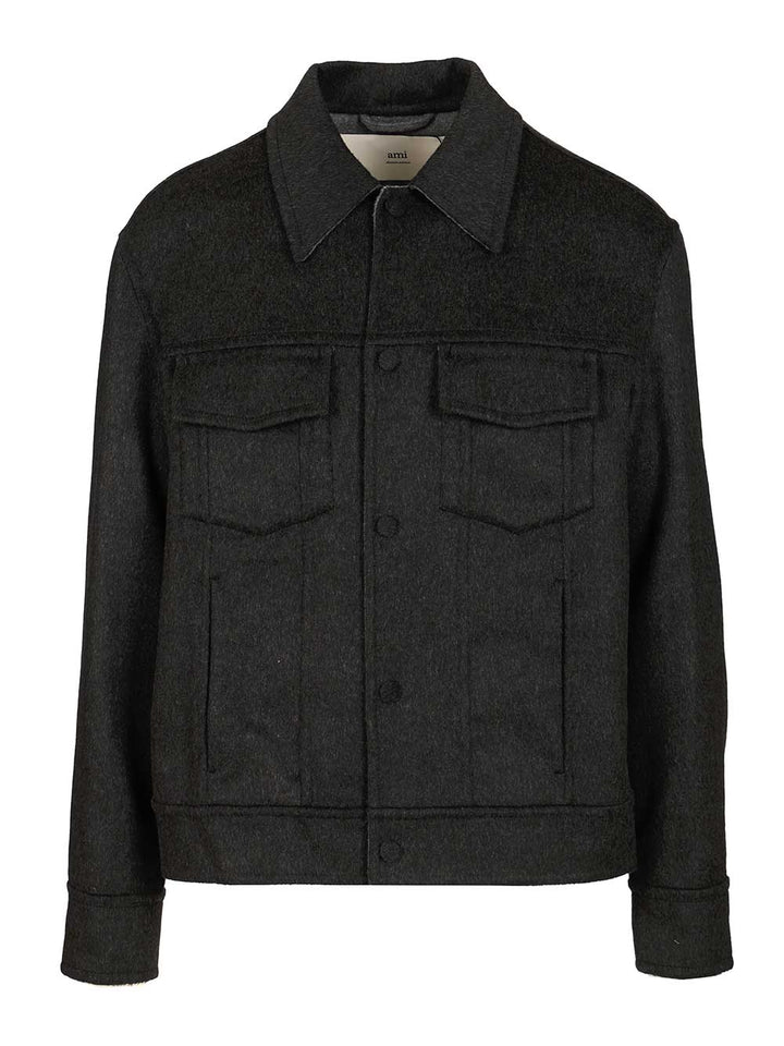 Ami Wool Trucker Jacket Giacche - Nero | 86b0d912e0b504db9c831928a21c5ed4e8e35b83