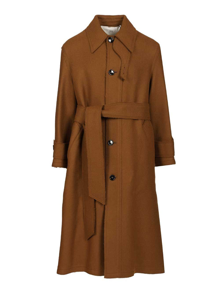 Ami Belted Raincoat Coats - Marrone | af6689e2120bcc659cf9997ccf39e25da96943a4