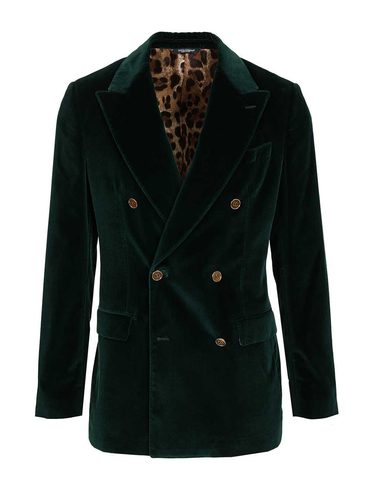 Dolce & Gabbana Double-Breasted Velvet Blazer Giacche - Verde | d8fc5b4476388025bd66ced9246d5d86d1d51dc3