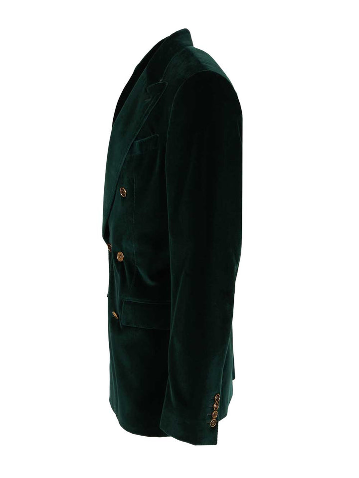 Dolce & Gabbana Double-Breasted Velvet Blazer Giacche - Verde | 5f120da4d7c402eeeead93556d2e846ded4bcd26