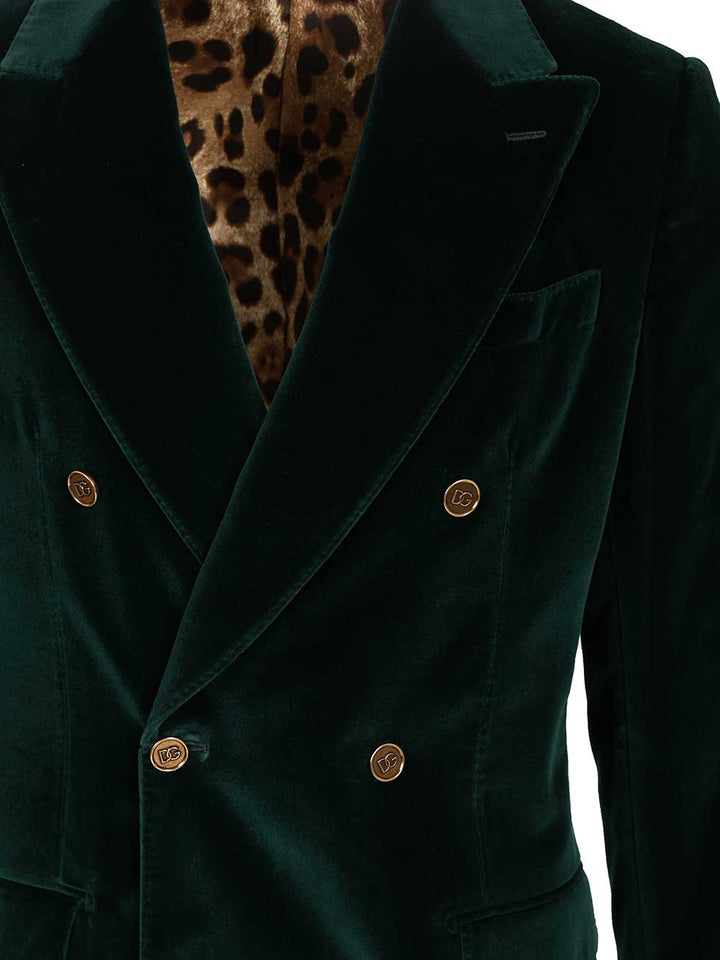 Dolce & Gabbana Double-Breasted Velvet Blazer Giacche - Verde | e63e439e7029a57f426808ff336bd90ecee9ca34