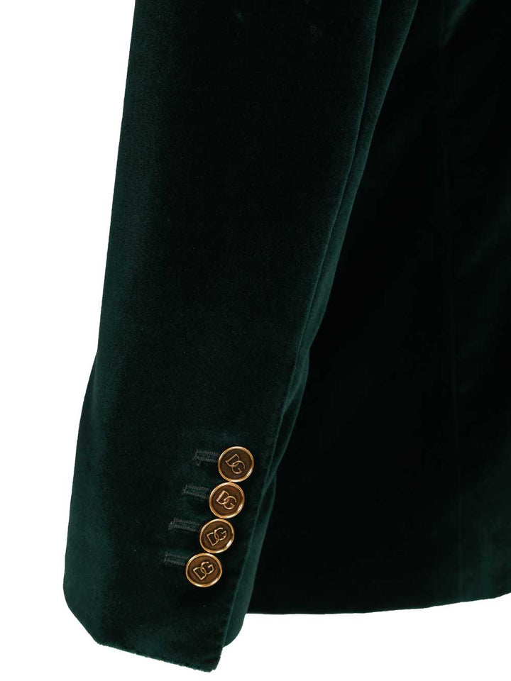 Dolce & Gabbana Double-Breasted Velvet Blazer Giacche - Verde | 5c1886324bf6283c4d015453efbe26ea41bdbc63