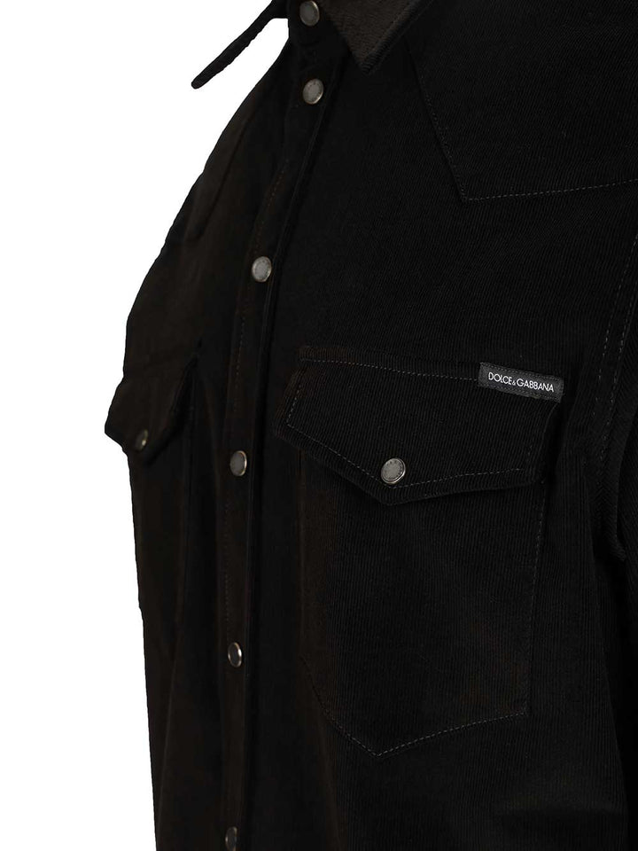 Dolce & Gabbana Striped Velvet Shirt Shirts - Nero | 2fd66c25a985da19ba89c01a83be6de771322bff