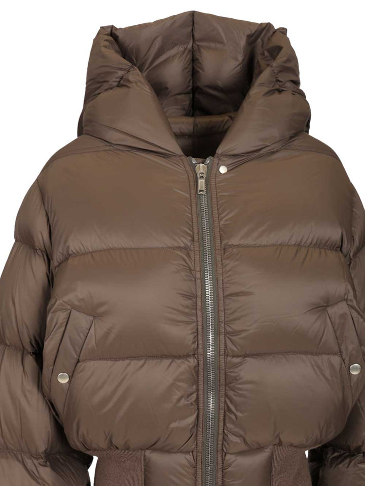 Rick Owens Quilted Nylon Down Jacket Coats - Marrone | fba9d896afa4174fa21e570c2d889e324c1c8e32