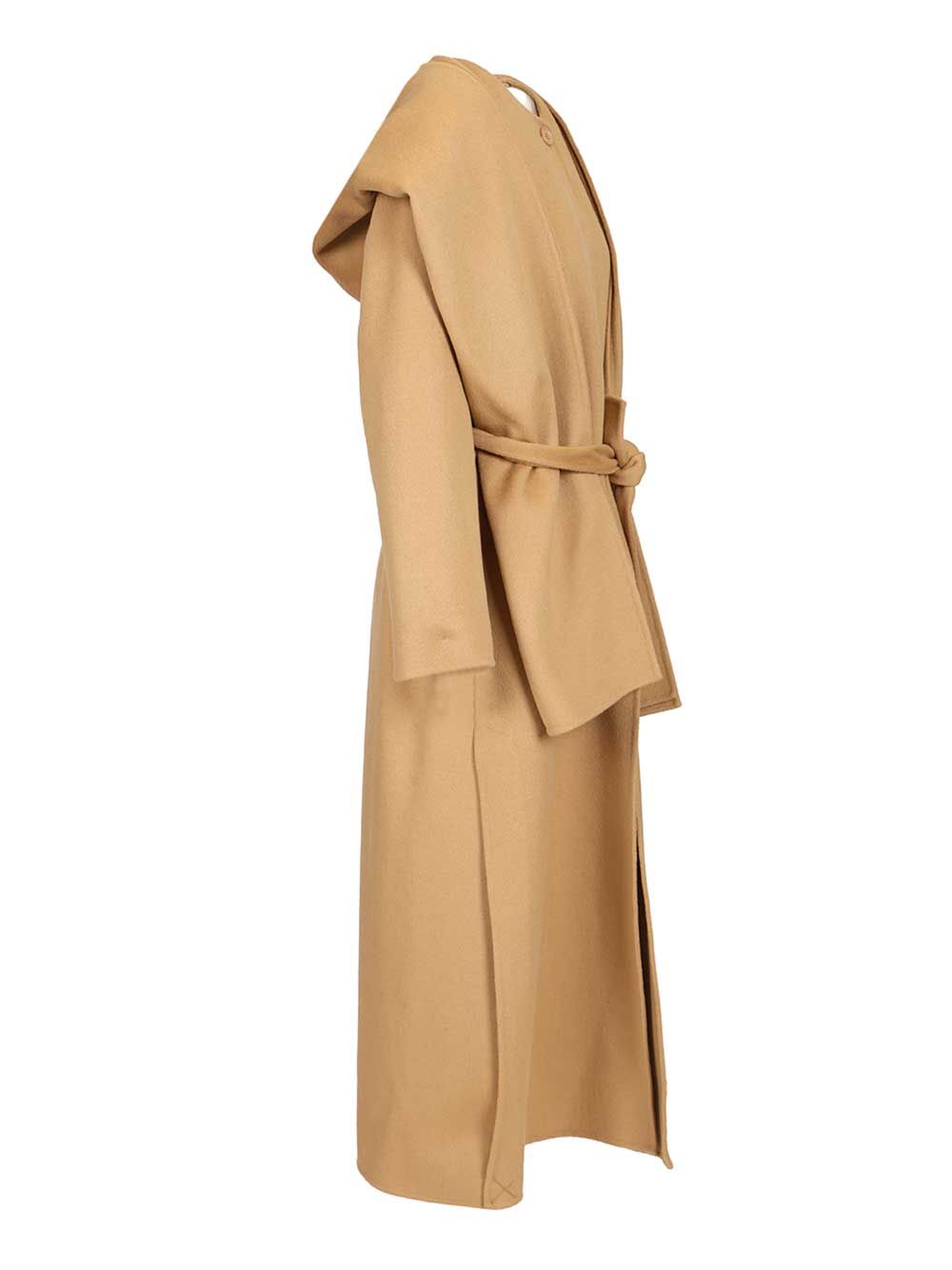 P.A.R.O.S.H. Wool Coat With Scarf Coats - Beige | 54492f9bb16a6923da15f75f09acddf3f838fa51