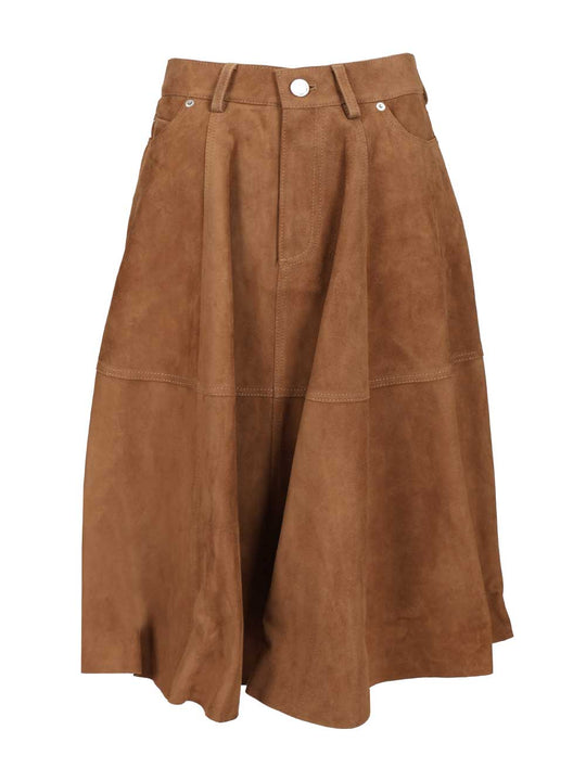 Suede Skirt Gonne Marrone