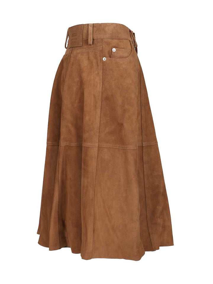 Ami Suede Skirt Gonne - Marrone | 51684918c7f969fc6bd62e82a9393f3ab8c79b25