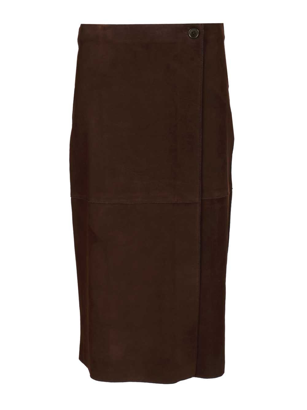 P.A.R.O.S.H. Suede Midi Skirt Gonne - Marrone | 742088bc6f010e5ead58928f66c2ad357390cc4a