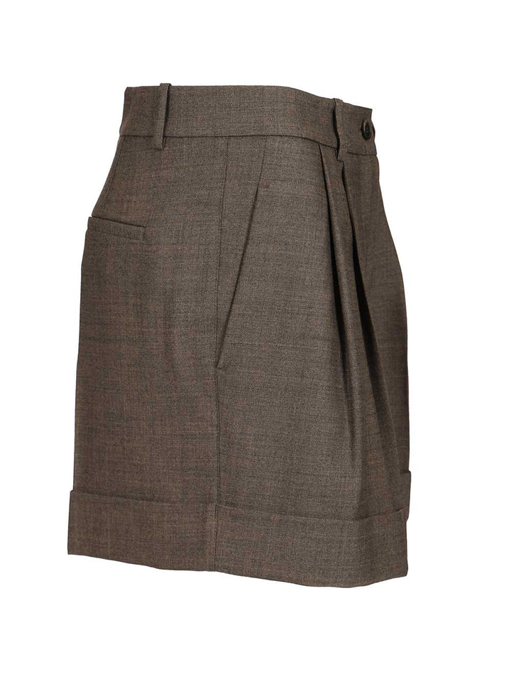 P.A.R.O.S.H. Wool Blend Pleated Shorts Trousers - Grey | 2bb476b4a03a7b9c8d30d36c41b05b599e52c675