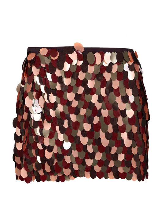Mini Skirt With Maxi Sequins Gonne Bordeaux