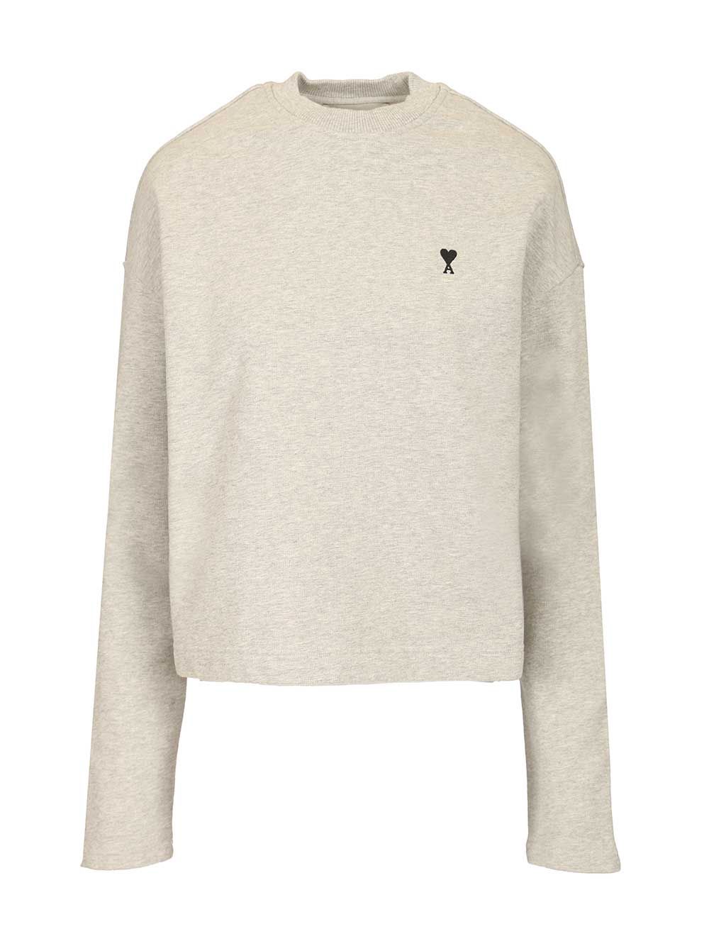 Ami Ami De Coeur Cropped Sweatshirt Knitwear - Grey | cc06a84ee172ea97d6f37793ef5f2548f09f4188