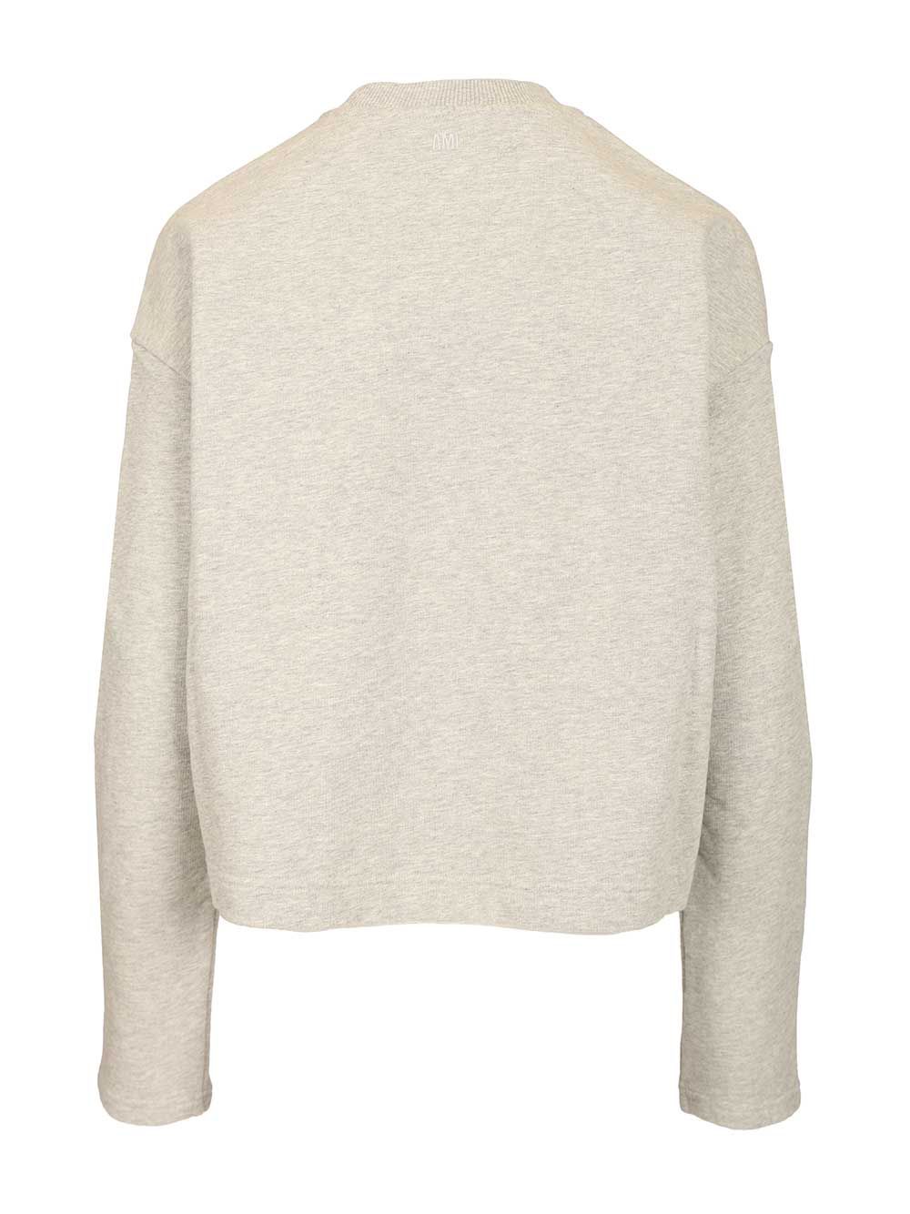 Ami Ami De Coeur Cropped Sweatshirt Knitwear - Grey | 0cae4d66e3e425fcb15ffd222e11df0fb5a20e33