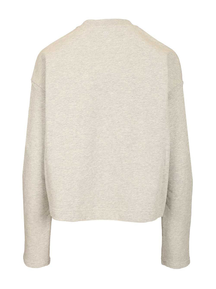 Ami Ami De Coeur Cropped Sweatshirt Knitwear - Grey | 0cae4d66e3e425fcb15ffd222e11df0fb5a20e33