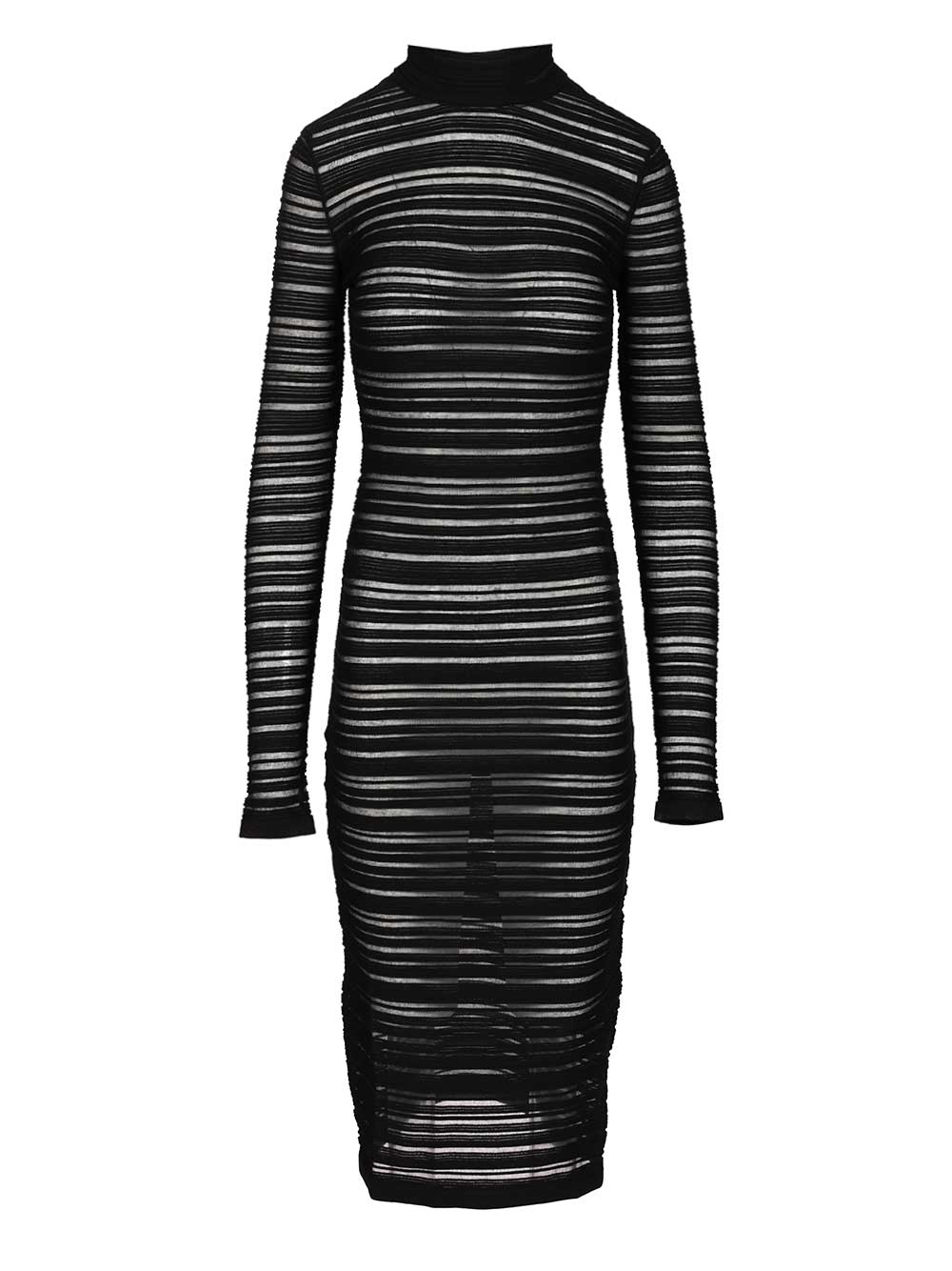 Federica Tosi Semi-Sheer Striped Midi Dress Abiti - Nero | 1df694fe685bf524c73f9e053dd9f3ef15ee9cea