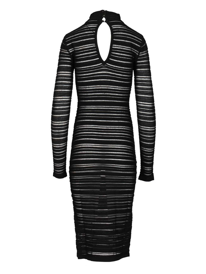 Federica Tosi Semi-Sheer Striped Midi Dress Abiti - Nero | 1596bb020e2223bc8ca167c7ed74eaa014fc8fda
