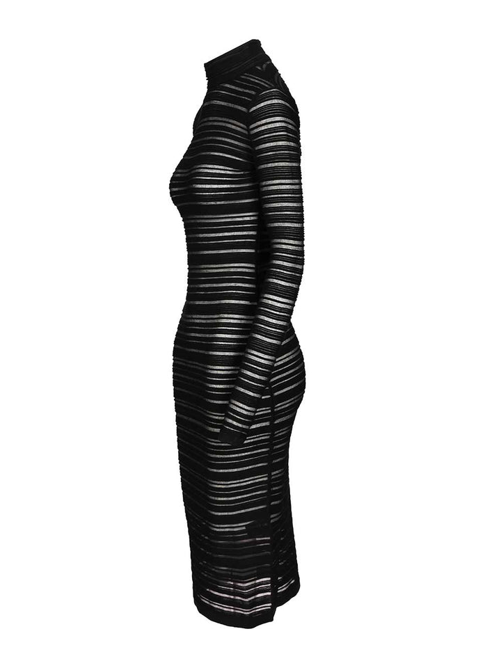 Federica Tosi Semi-Sheer Striped Midi Dress Abiti - Nero | 10571df5851baf6aa44531003bb4a593b62d5d29