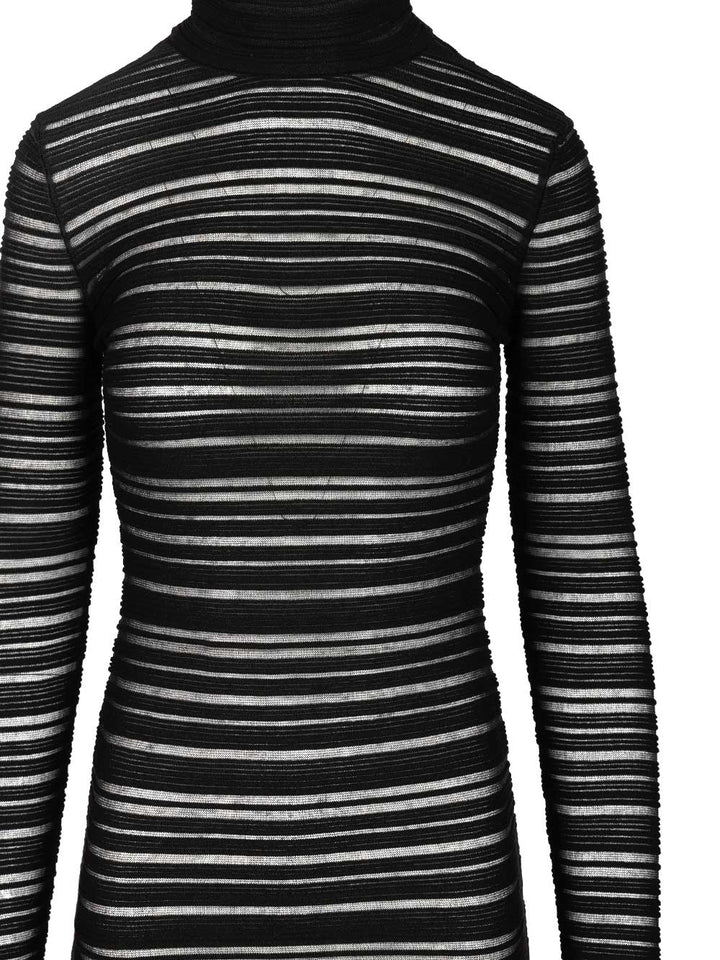 Federica Tosi Semi-Sheer Striped Midi Dress Abiti - Nero | 913992401930144dc6041ef6df59bbf9032955f0