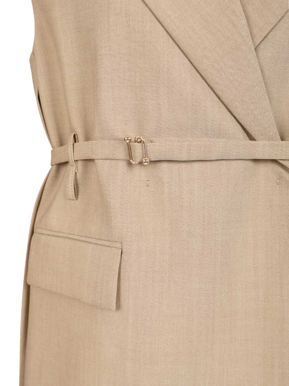 Sportmax Long Sleeveless Wool Blazer Giacche - Beige | b5c3dcd341cf709734392c8b4e50d0280569c833