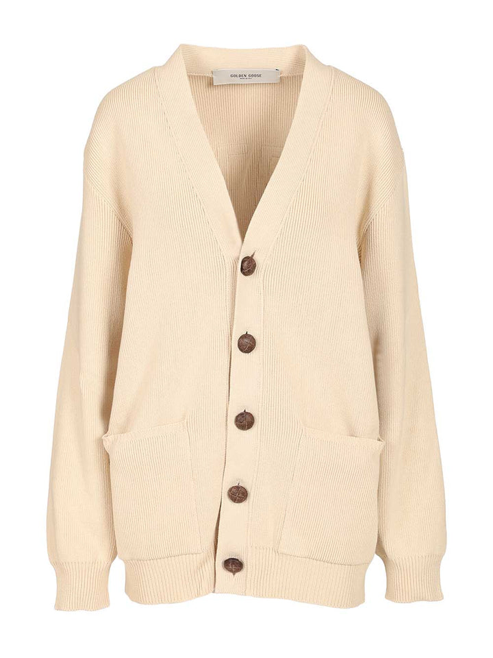 Golden Goose Deluxe Brand Organic Cotton Cardigan Knitwear - Beige | 22bfd917ca6c70bfb833c3005f1e9623a447f9d4