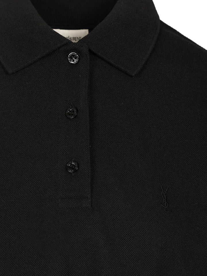 Saint Laurent Cassandre  In Piqué Polo shirt - Nero | c8e96d4342b1ab1bfdbc0e89212dc4bd5bfc5db5