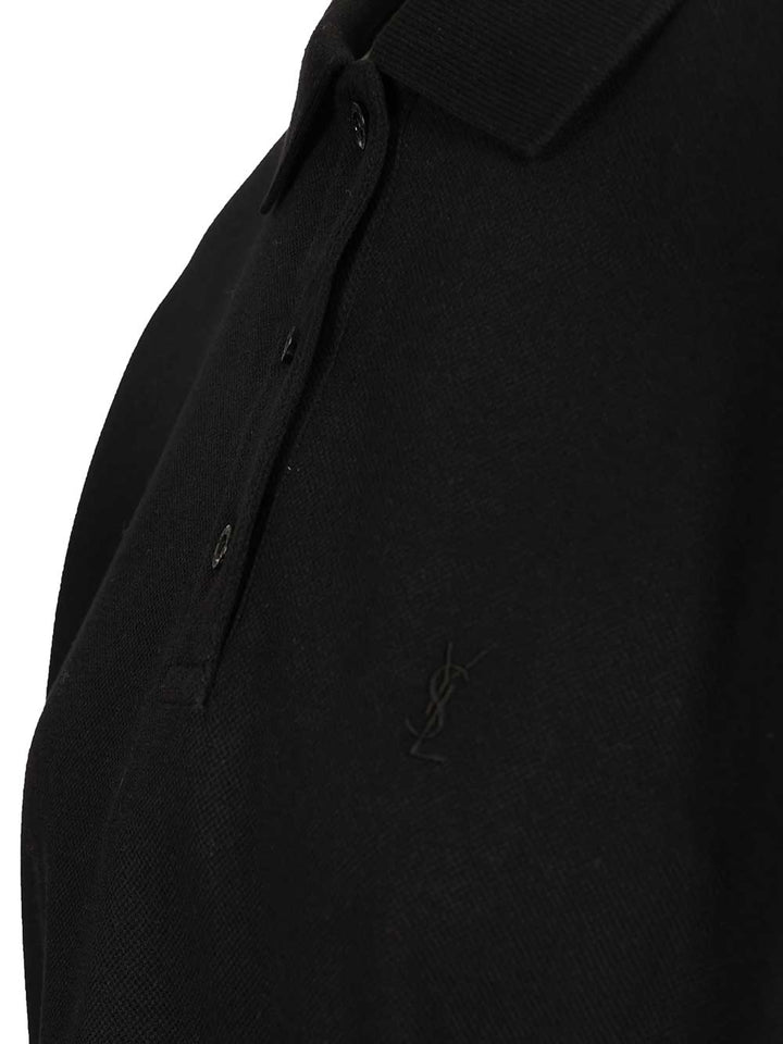 Saint Laurent Cassandre  In Piqué Polo shirt - Nero | 80a83c68c452db6cc84e27965c20bef24a7b4c9b