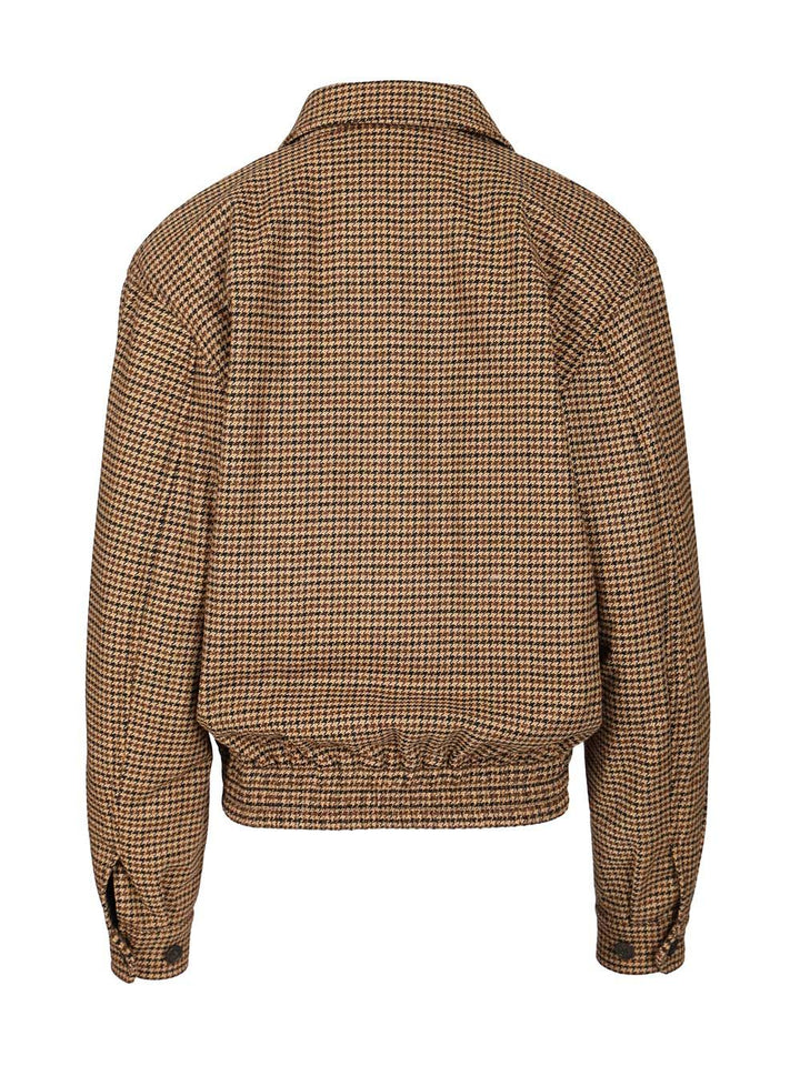 Saint Laurent Houndstooth Padded Jacket Giacche - Marrone | c84f119b073c561d027cc0de34ff79ebd434bed2