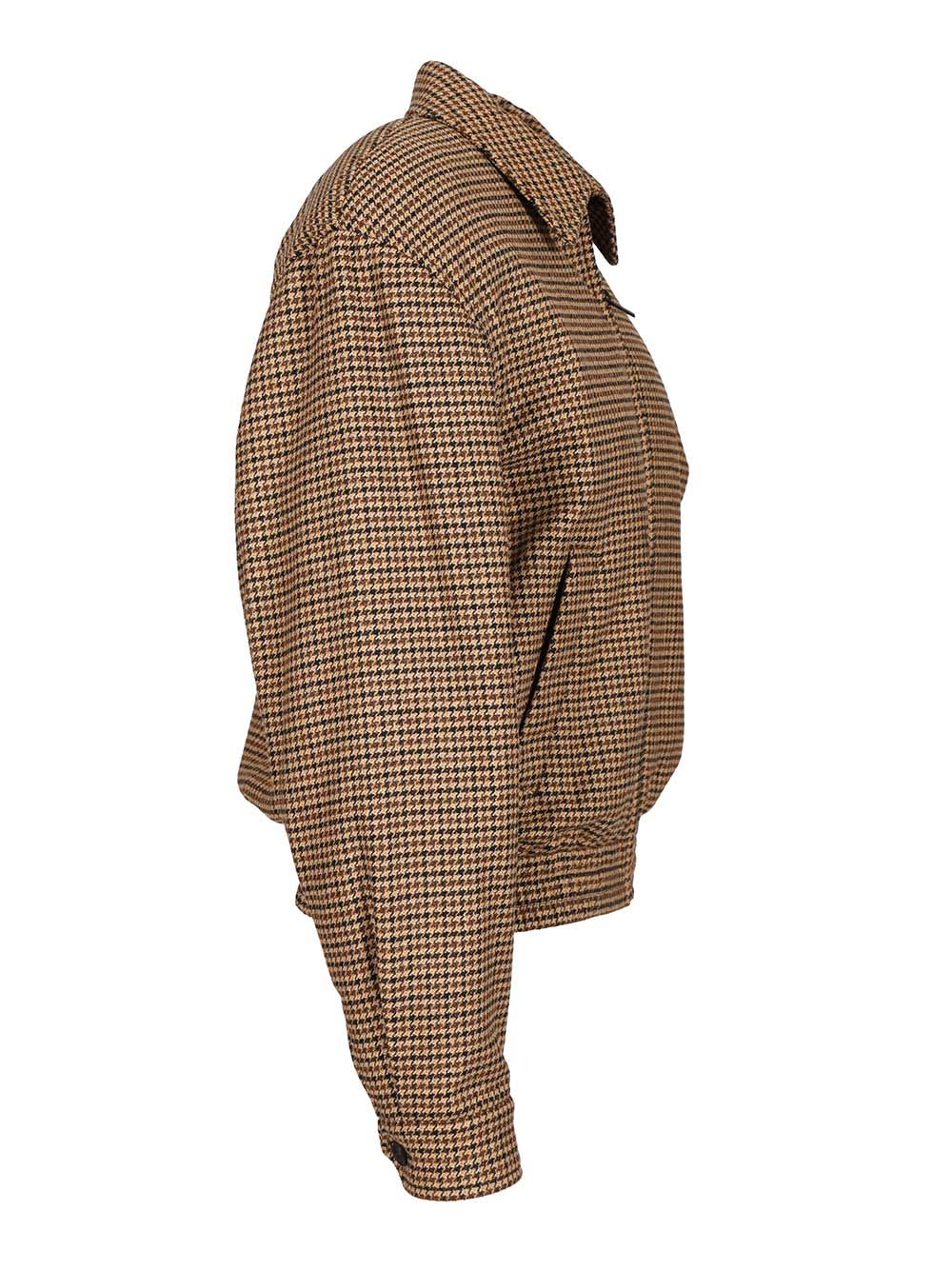 Saint Laurent Houndstooth Padded Jacket Giacche - Marrone | 9cf69d529f9a8cc1d08b80c8a0928dc750e904b3