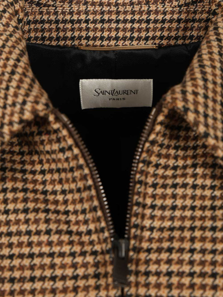 Saint Laurent Houndstooth Padded Jacket Giacche - Marrone | 2507c3edd7ee8c2fa3ee371eff7e56a83e805a64