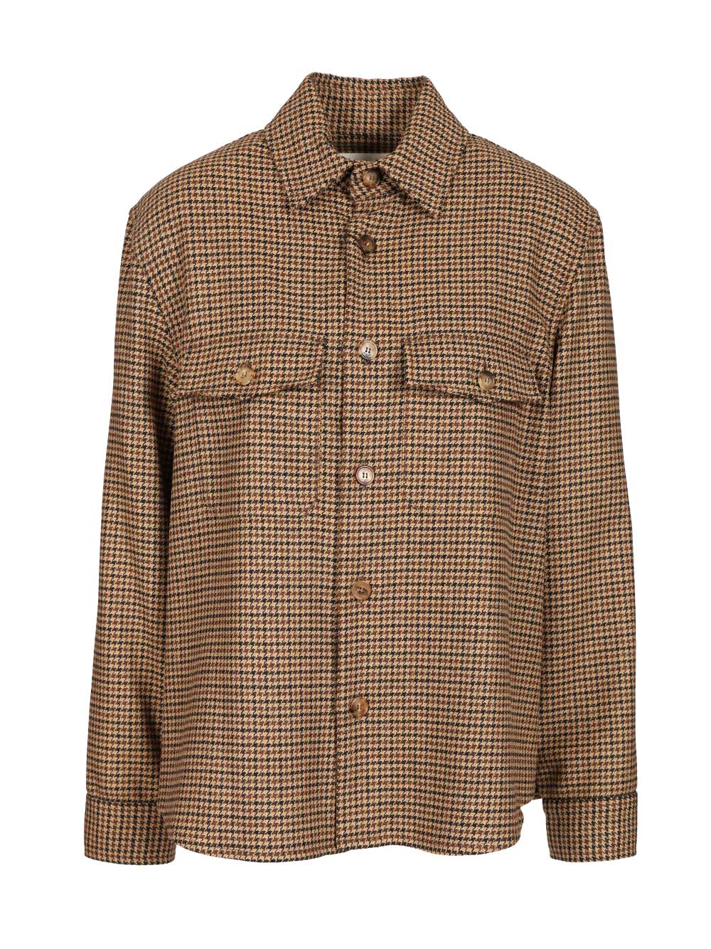 Saint Laurent Houndstooth Overshirt Giacche - Marrone | 373c6cde8fd6ec23b26ace1425636e4da33aacc7