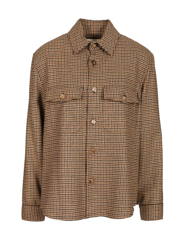 Saint Laurent Houndstooth Overshirt Giacche - Marrone | e91df6fecf0e1c78594e3d0e11acc7a3ca0c786c
