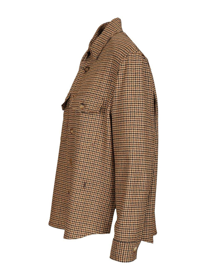 Saint Laurent Houndstooth Overshirt Giacche - Marrone | 044f189a297f55d8dcf4940d05cfc9145f5317e0