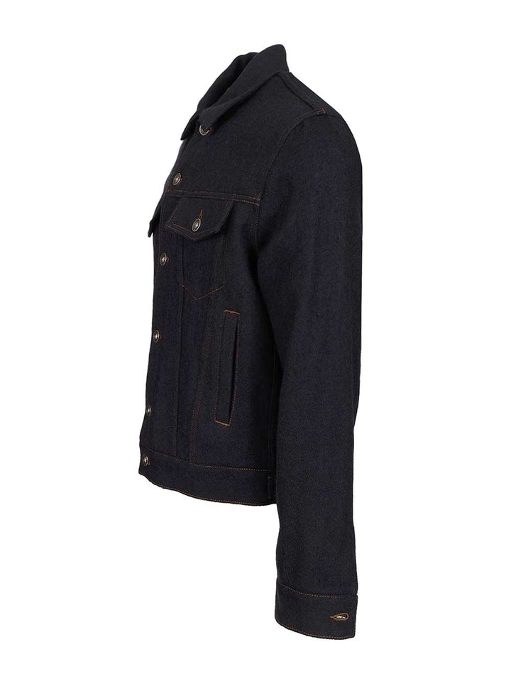 Jacob Cohen Wool Trucker Jacket Giacche - Blu | 69c27509bd8682fb0f8823f2da230015dee826ea