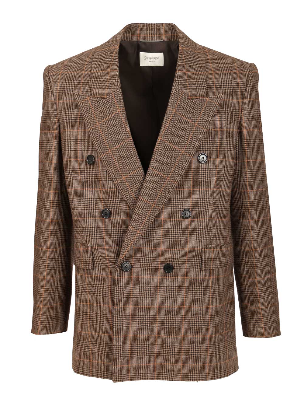 Saint Laurent Prince Of Wales Wool Jacket Giacche - Beige | cebdea344603ac4a577a0604a235ab63910ed43d