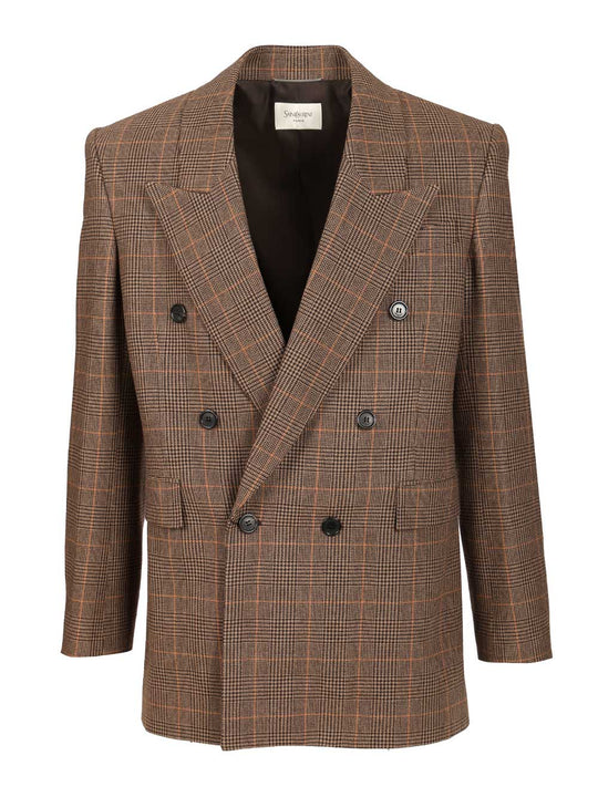 Prince Of Wales Wool Jacket Giacche Beige